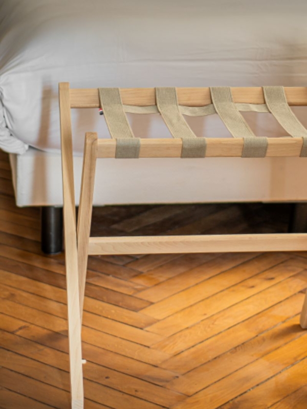 Rack à bagage JVD en bois de hêtre écoresposnable et fabriqué en france