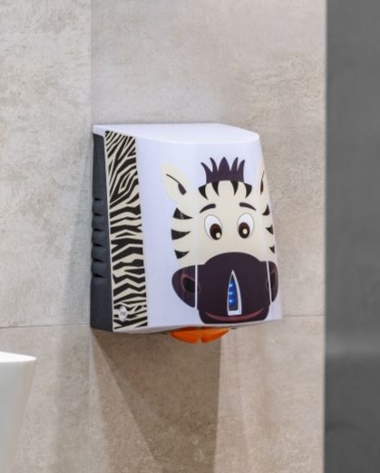 sèche-mains avec autocollant pour guider les enfants pour le séchage des mains