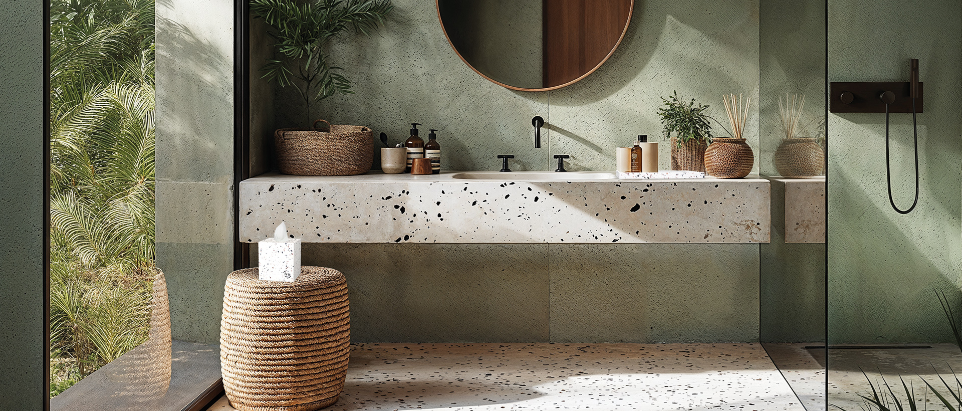 collection Terrazo d'accessoires pour les salles de bain d'hôtel