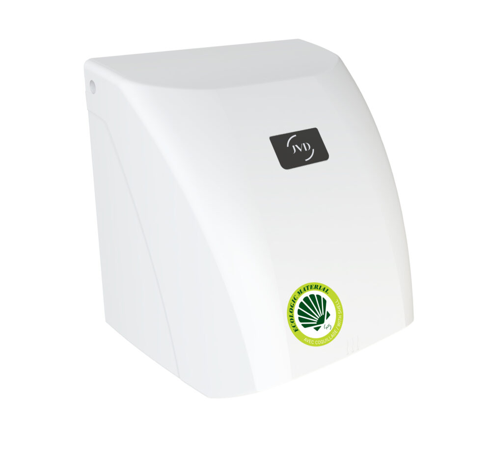 White ZEPHYR hand dryer made from biobased materials