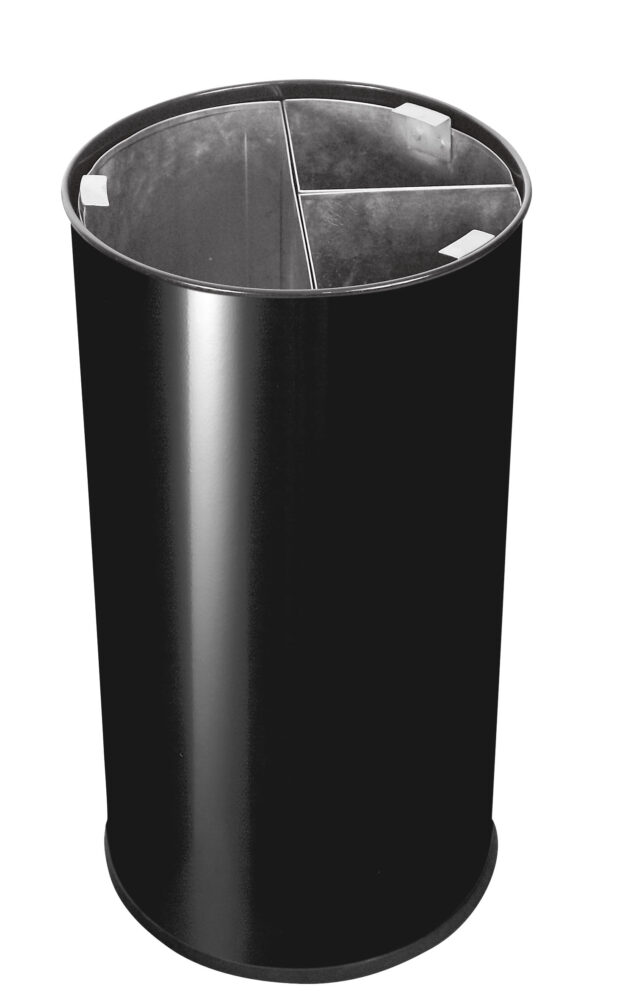 Dreigeteilter Abfallbehälter schwarz, 60 L
