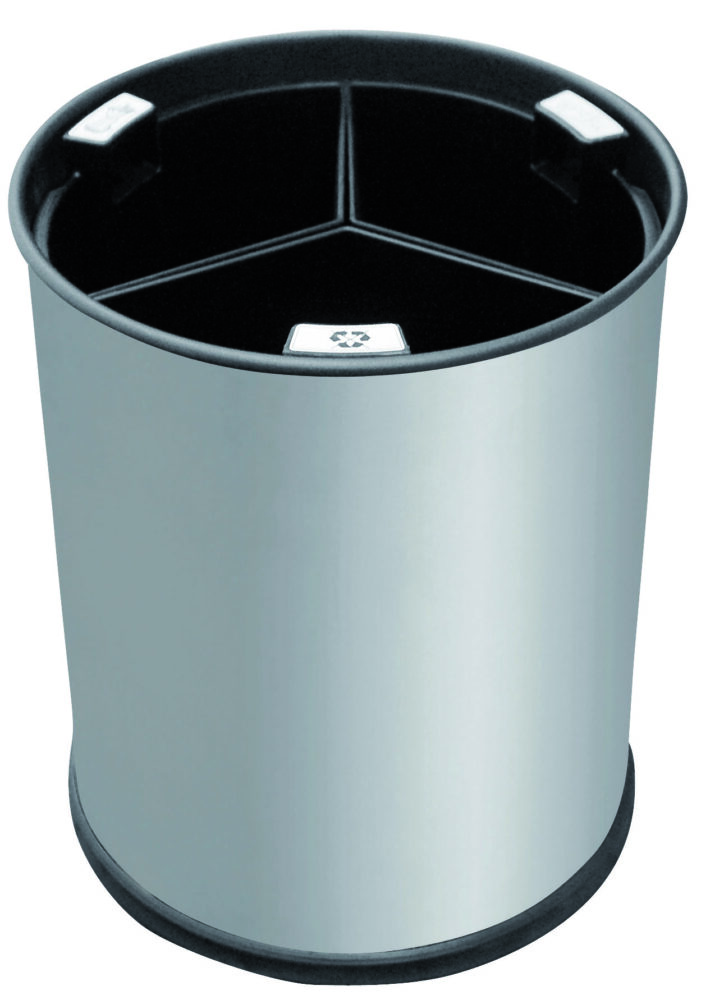 Round recycling bin matt S/S 13L – 3 compartments
