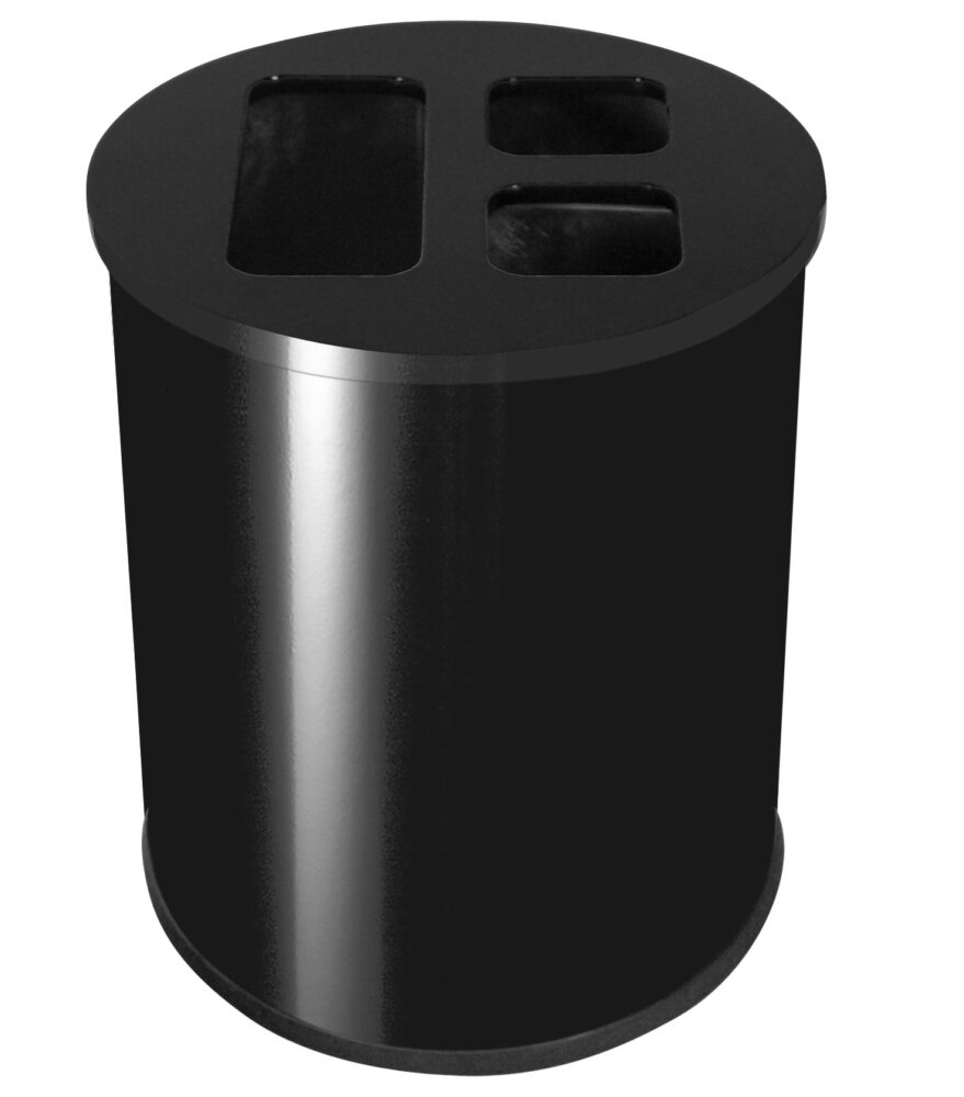 Dreigeteilter Abfallbehälter, Epoxid schwarz 40 LITER
