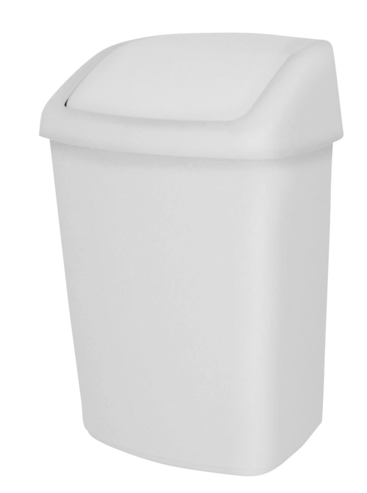 Abfallbehälter mit Schwingdeckel, weiß, 10 l
