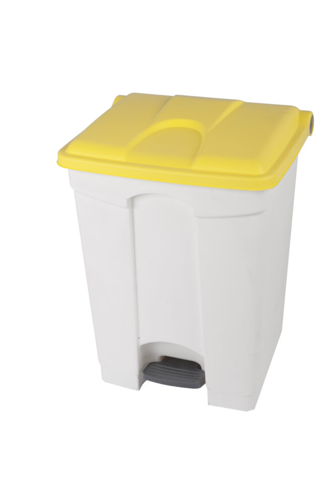 Abfallbehälter 70 l weiß,  Deckel gelb