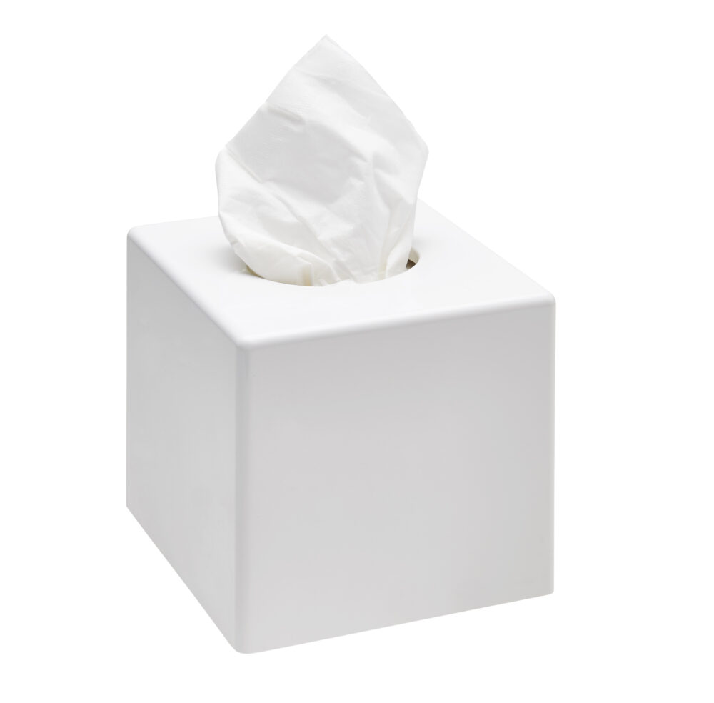 Caja de pañuelos cuadrada blanca SANIBOX.
