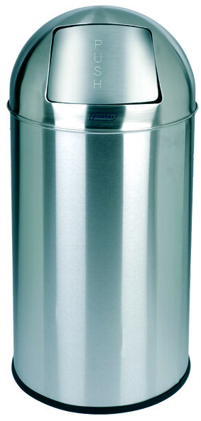 Abfallbehälter mit Öffnungsklappe (Push), 40 l Hochglanz-Edelstahl