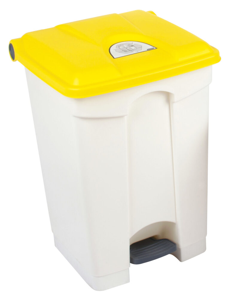 Abfallbehälter 45 l weiß, Deckel gelb