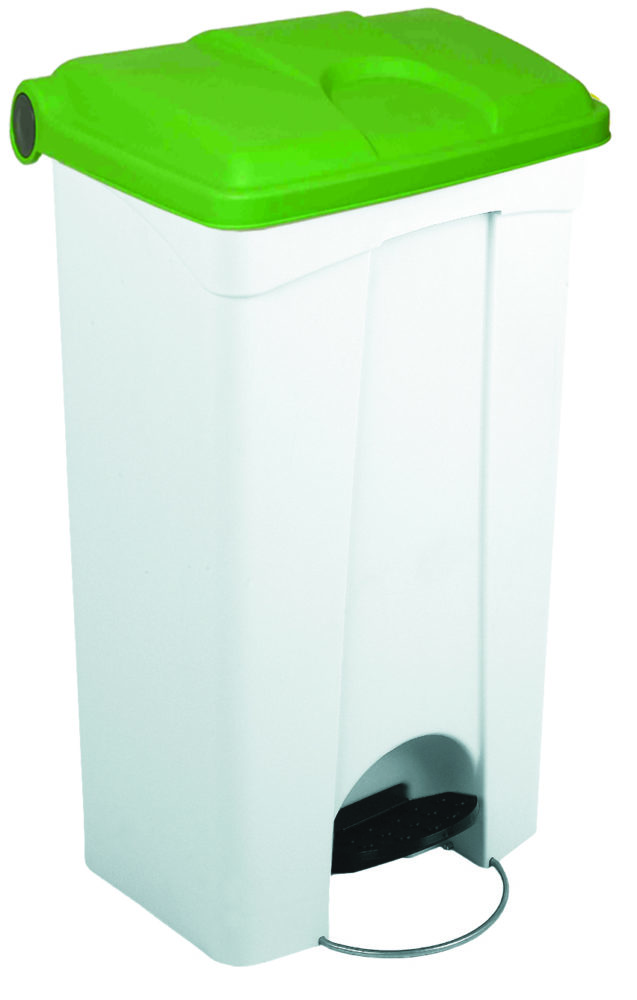Abfallbehälter weiß, 90 l Deckel grün