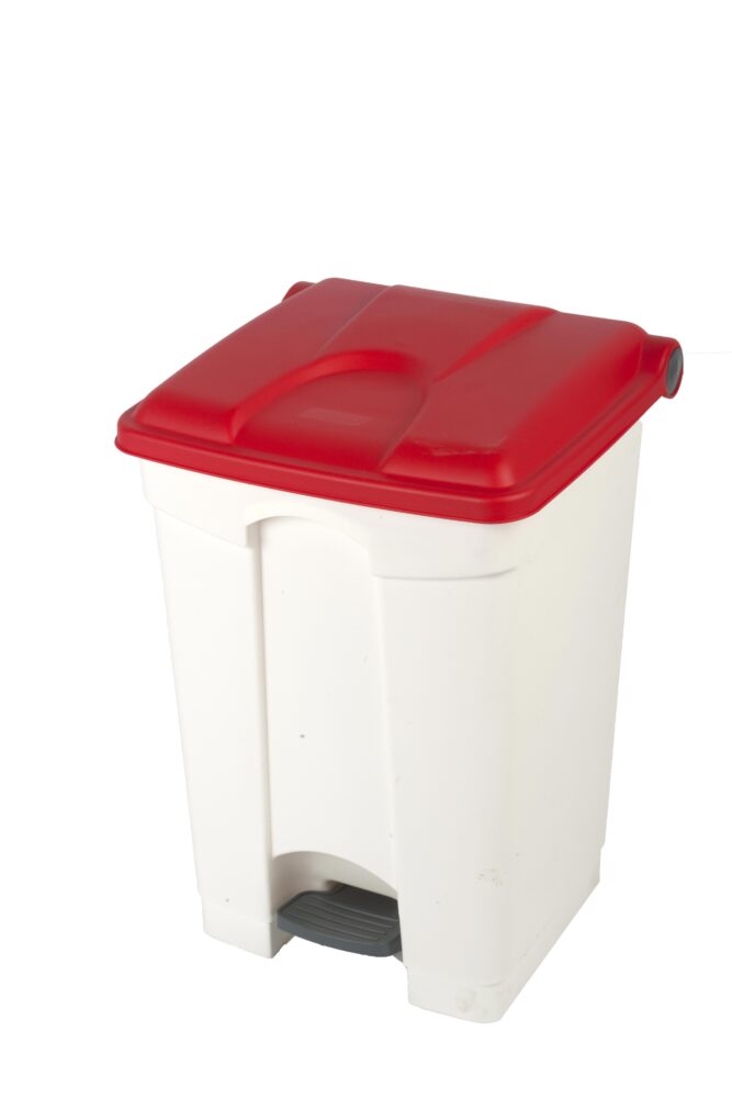 Abfallbehälter 45 l weiß, Deckel rot